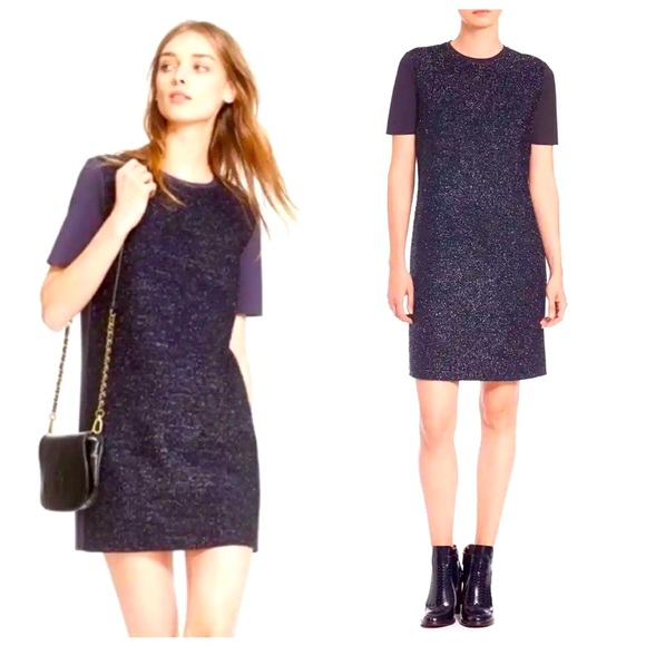 Tory Burch Navy Ponte Tinsel Sparkle Shift Dress Medium